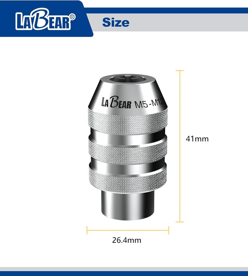 LABEAR 3/8"DR x M5–M12 Interchangeable Adjustable Tap Chuck Adaptor – Heavy-Duty Tap Socket for Hand Tapping - Image 3